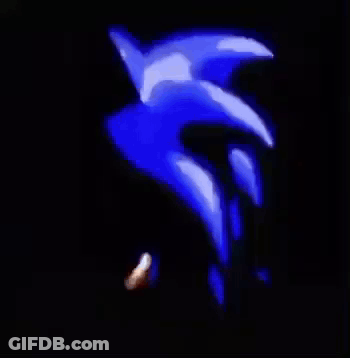 A Close Up Of A Cartoon Character , Sonic The Hedgehog , Against A Black Background . GIF