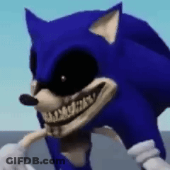 A Close Up Of A Cartoon Character , Sonic The Hedgehog , With A Large Smile On His Face . GIF