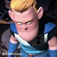 A Close Up Of A Cartoon Character Wearing A Blue Suit GIF