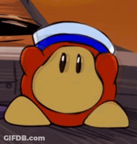 A Close Up Of A Cartoon Character Wearing A Hat And A Red Shirt . GIF