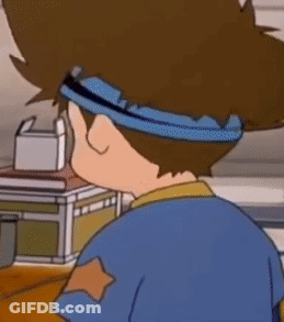 A Close Up Of A Cartoon Character Wearing A Headband . GIF