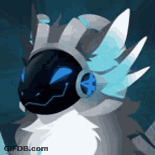 A Close Up Of A Cartoon Character Wearing Headphones . GIF