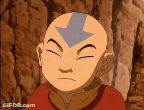 A Close Up Of A Cartoon Character With A Bald Head And An Arrow On His Forehead . GIF