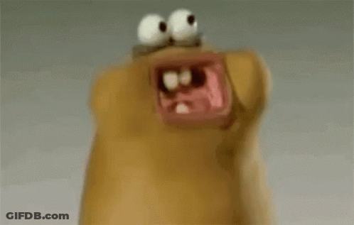 A Close Up Of A Cartoon Character With A Big Mouth And Big Eyes . GIF