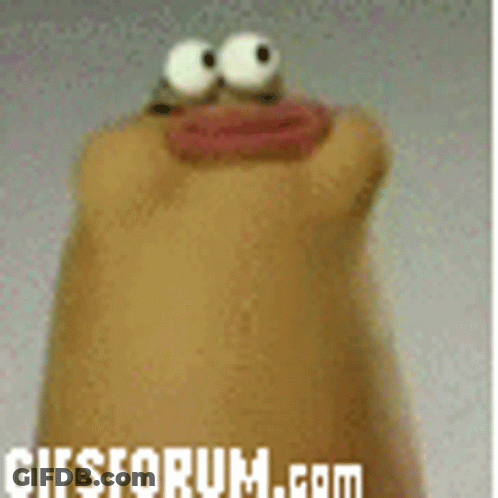 A Close Up Of A Cartoon Character With A Big Mouth And Big Eyes GIF