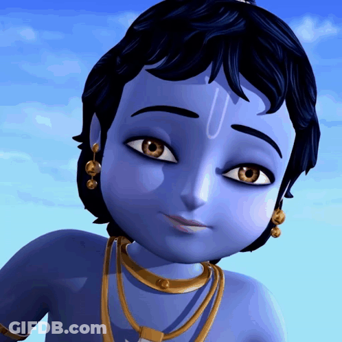 A Close Up Of A Cartoon Character With A Blue Face GIF