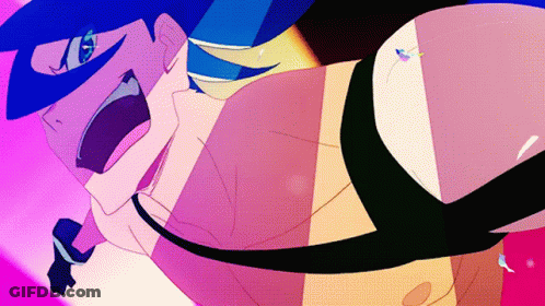 A Close Up Of A Cartoon Character With A Blue Hat On GIF