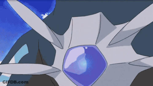 A Close Up Of A Cartoon Character With A Blue Jewel In The Middle GIF