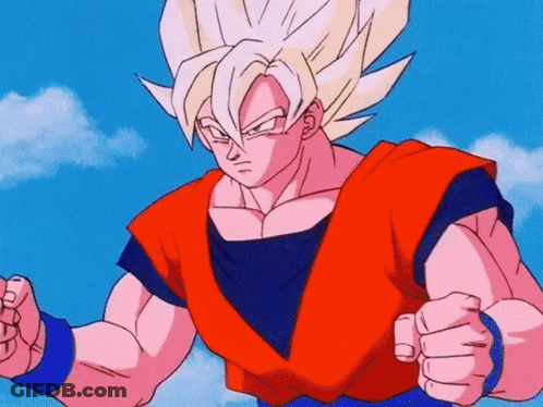 A Close Up Of A Cartoon Character With A Blue Sky And Clouds In The Background GIF