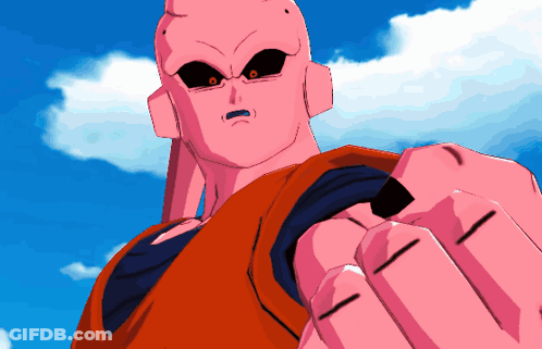 A Close Up Of A Cartoon Character With A Blue Sky Behind Him GIF