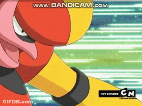 A Close Up Of A Cartoon Character With A Cn Logo On The Bottom GIF