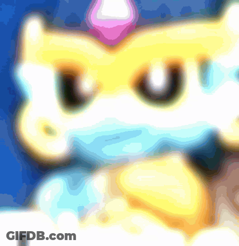 A Close Up Of A Cartoon Character With A Crown On Its Head GIF