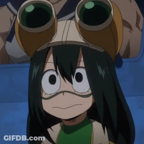 A Close Up Of A Cartoon Character With A Frog Hat On GIF