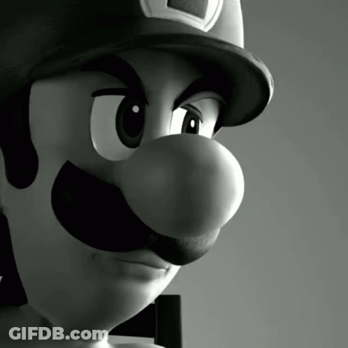 A Close Up Of A Cartoon Character With A Mustache GIF