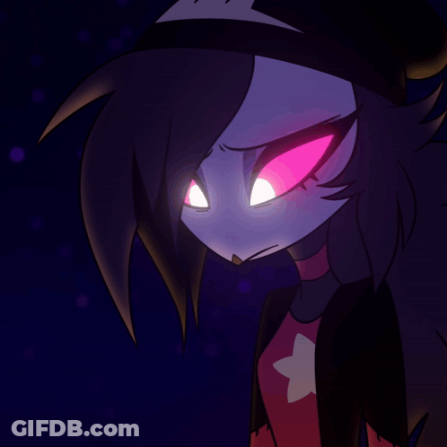 A Close Up Of A Cartoon Character With A Purple Background GIF