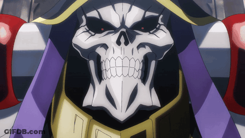 A Close Up Of A Cartoon Character With A Skull Face GIF