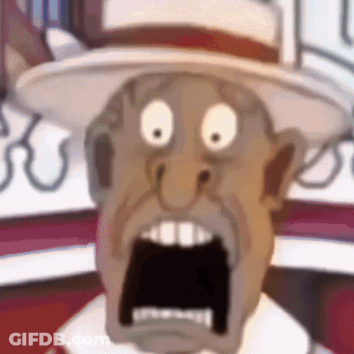 A Close Up Of A Cartoon Character With A Surprised Expression On His Face GIF