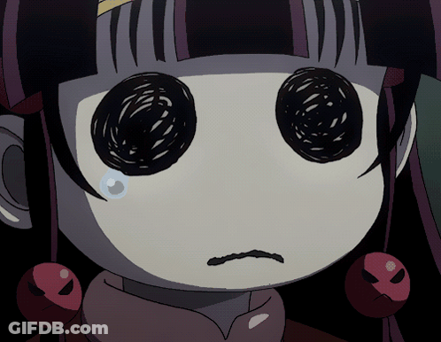 A Close Up Of A Cartoon Character With A Tear Coming Out Of Her Eye GIF