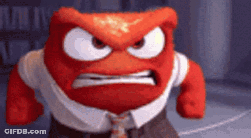 A Close Up Of A Cartoon Character With A Very Angry Face And A Tie . GIF