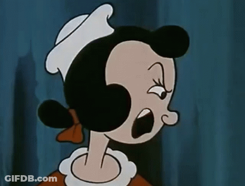 A Close Up Of A Cartoon Character With A Very Angry Look On Her Face . GIF