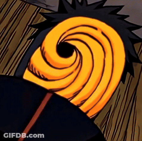 A Close Up Of A Cartoon Character With A Yellow Swirl Around His Face GIF
