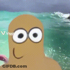 A Close Up Of A Cartoon Character With Big Eyes And A Smile GIF