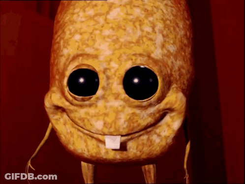 A Close Up Of A Cartoon Character With Big Eyes And A Tongue Sticking Out GIF