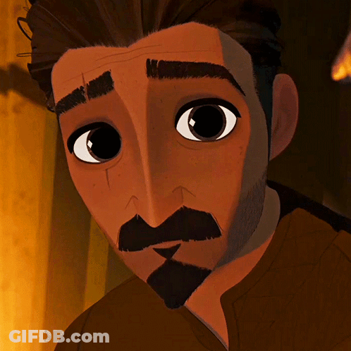 A Close Up Of A Cartoon Character With Big Eyes GIF