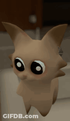 A Close Up Of A Cartoon Character With Big Eyes Looking At The Camera GIF