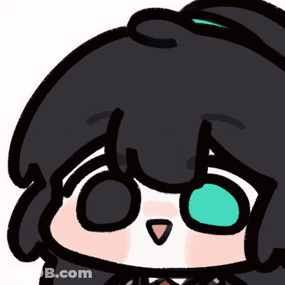 A Close Up Of A Cartoon Character With Black Hair And Green Eyes GIF