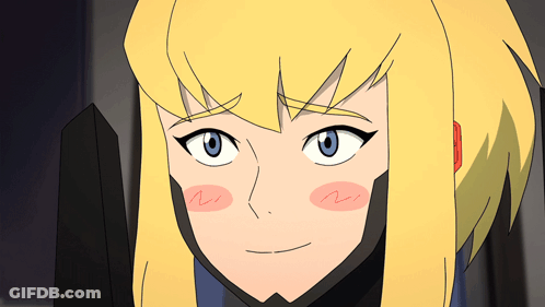 A Close Up Of A Cartoon Character With Blonde Hair GIF