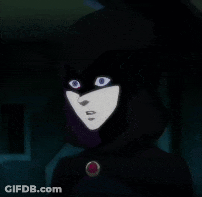 A Close Up Of A Cartoon Character With Blue Eyes And A Purple Necklace GIF