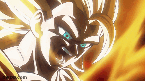 A Close Up Of A Cartoon Character With Blue Eyes And Yellow Hair GIF