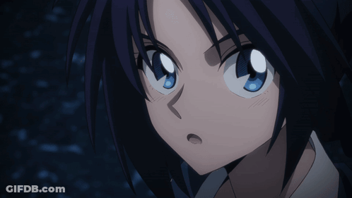 A Close Up Of A Cartoon Character With Blue Eyes GIF