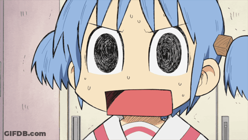 A Close Up Of A Cartoon Character With Blue Hair GIF