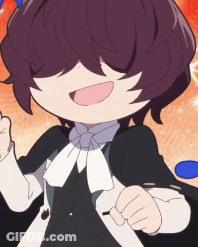 A Close Up Of A Cartoon Character With Dark Hair GIF