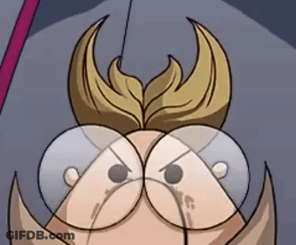 A Close Up Of A Cartoon Character With Glasses And A Horn On His Head GIF