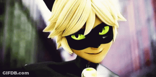 A Close Up Of A Cartoon Character With Green Eyes Wearing A Black Mask . GIF