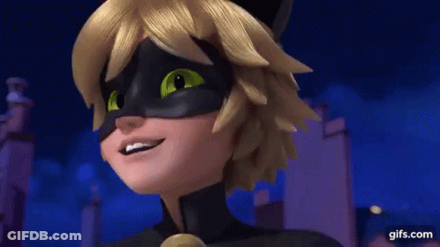 A Close Up Of A Cartoon Character With Green Eyes Wearing A Cat Mask . GIF