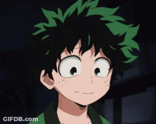 A Close Up Of A Cartoon Character With Green Hair And White Eyes GIF