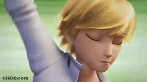 A Close Up Of A Cartoon Character With His Eyes Closed And His Arm Raised . GIF