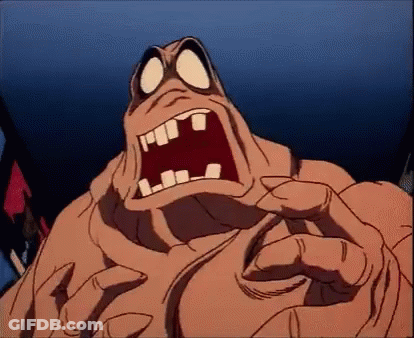 A Close Up Of A Cartoon Character With His Mouth Open . GIF
