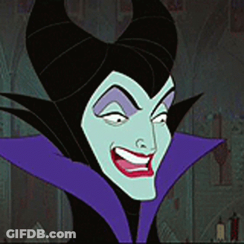 A Close Up Of A Cartoon Character With Horns And A Purple Collar GIF