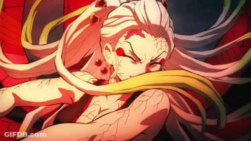 A Close Up Of A Cartoon Character With Long White Hair GIF