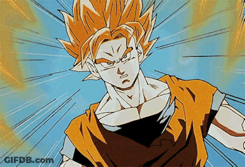 A Close Up Of A Cartoon Character With Orange Hair And A Blue Background GIF