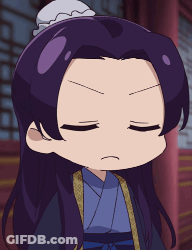 Purple Hair And Eyes Cartoon Character GIF