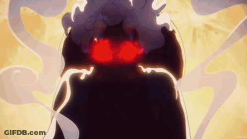 A Close Up Of A Cartoon Character With Red Eyes GIF