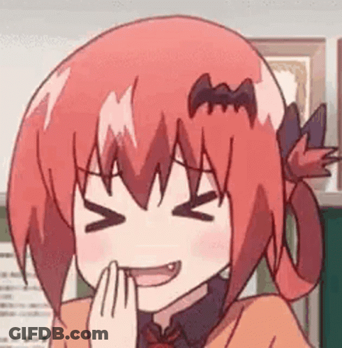 A Close Up Of A Cartoon Character With Red Hair And A Bat On Her Head . GIF