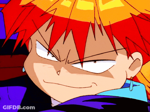 A Close Up Of A Cartoon Character With Red Hair And Earrings GIF