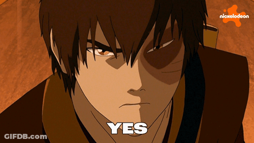 A Close Up Of A Cartoon Character With The Word Yes In White Letters GIF